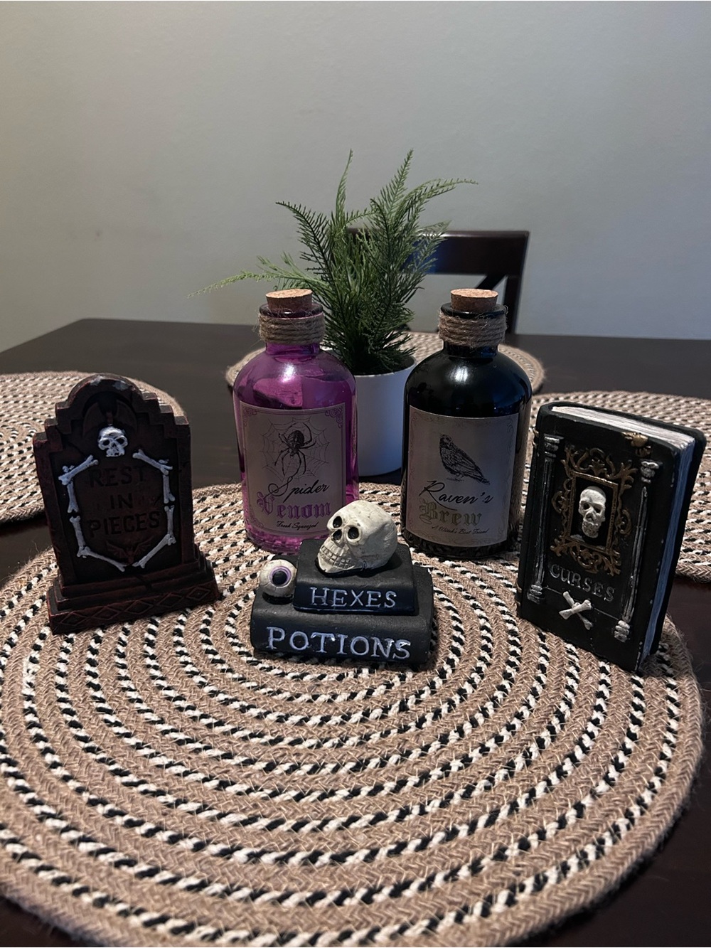 Halloween Potion Bottle and Raven Brew Table Decor Set - Purple & Black